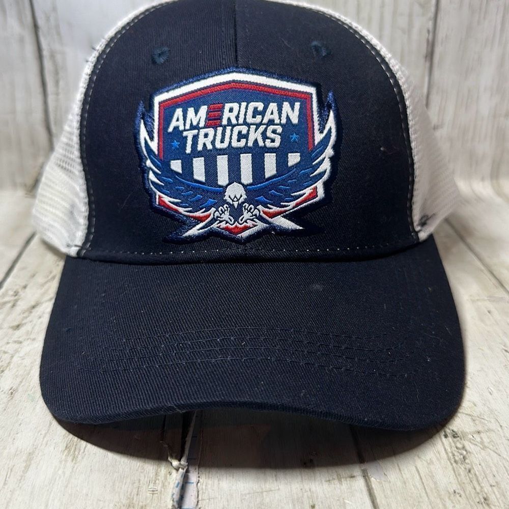 American Trucks Eagle Blue White Trucker Mesh Cap‎ Hat Adjustable